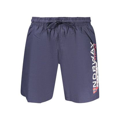 Norway 1963 Blue Men's Swim Boxers with Elastic Waist and Pockets