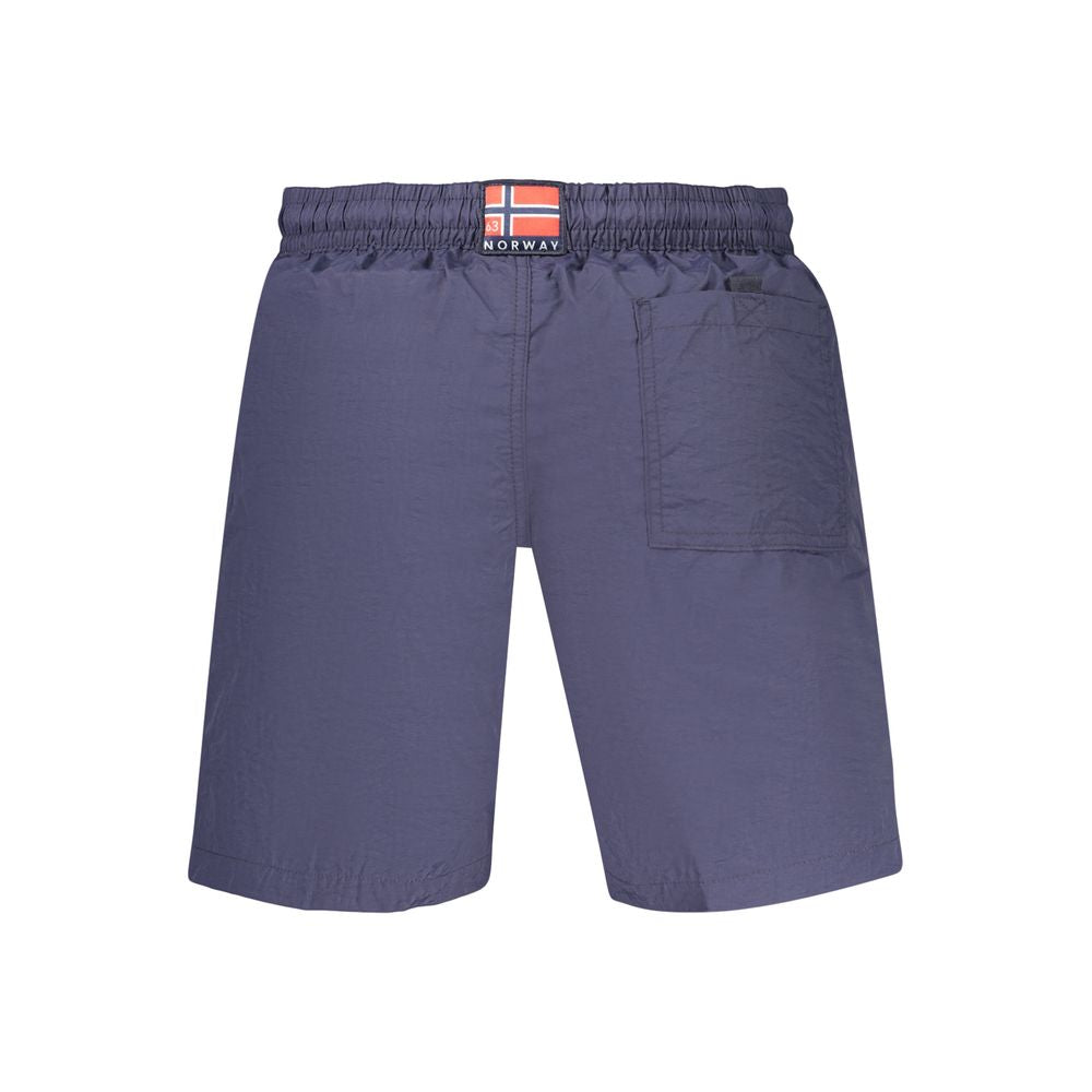 Norway 1963 Blue Men's Swim Boxers with Elastic Waist and Pockets