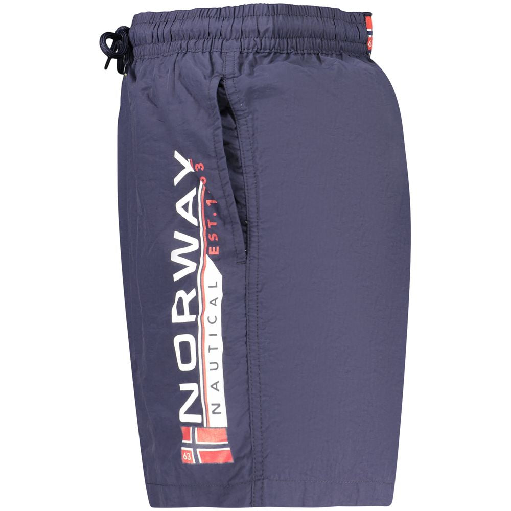 Norway 1963 Blue Men's Swim Boxers with Elastic Waist and Pockets