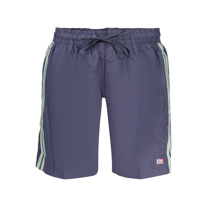 Norway 1963 Blue Men's Swimming Boxers with Pockets and Adjustable Laces