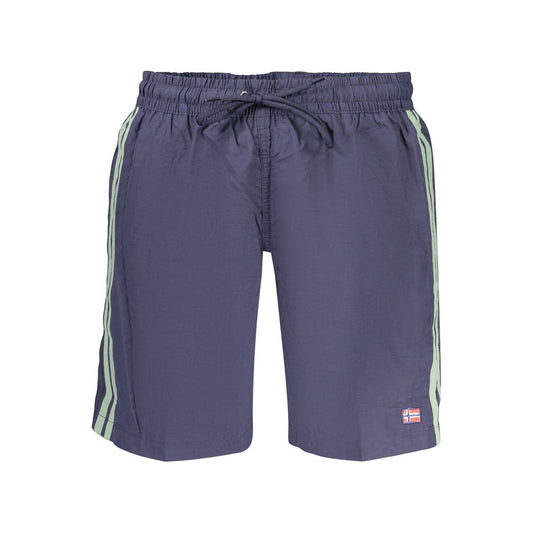 Norway 1963 Blue Men's Swimming Boxers with Pockets and Adjustable Laces