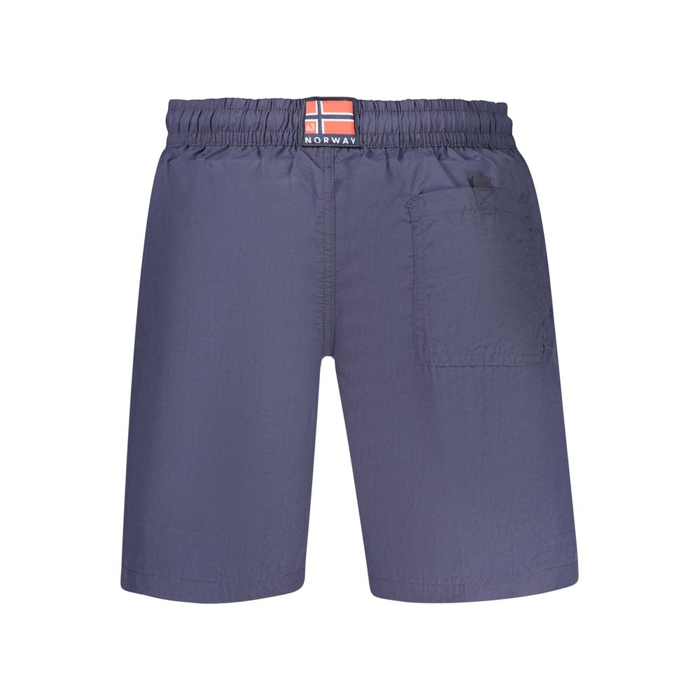 Norway 1963 Blue Men's Swimming Boxers with Pockets and Adjustable Laces