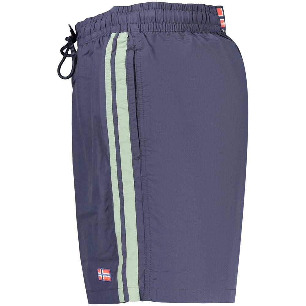 Norway 1963 Blue Men's Swimming Boxers with Pockets and Adjustable Laces