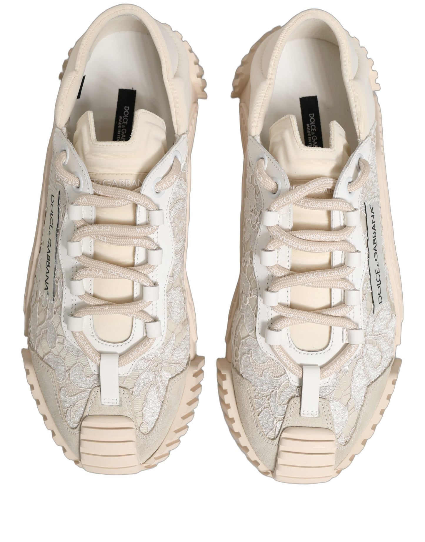 Dolce & Gabbana White Lace NS1 Low Top Sneakers