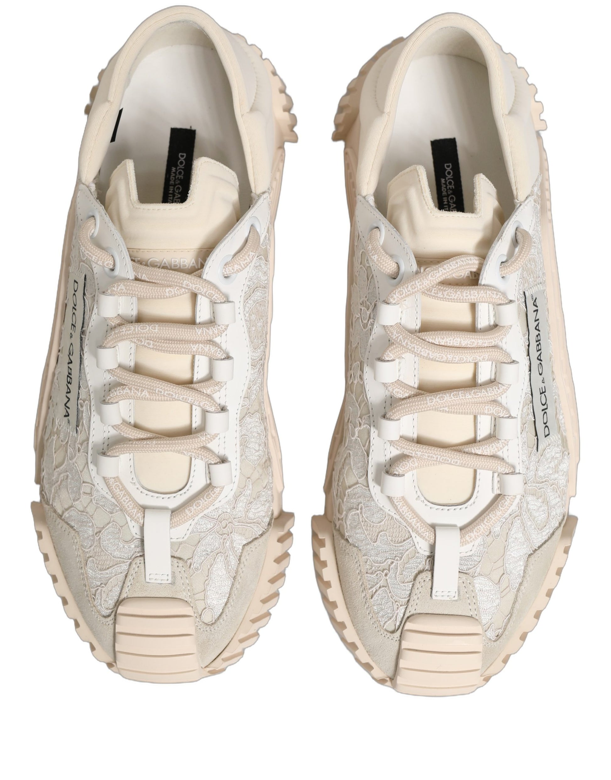 Dolce & Gabbana White Lace NS1 Low Top Sneakers