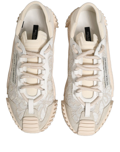Dolce & Gabbana White Lace NS1 Low Top Sneakers
