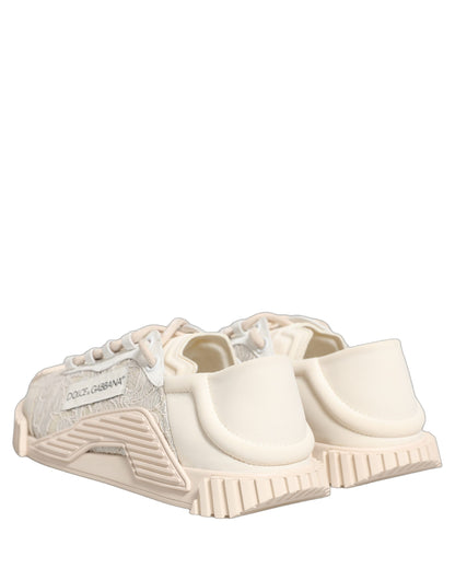Dolce & Gabbana White Lace NS1 Low Top Sneakers