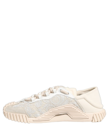 Dolce & Gabbana White Lace NS1 Low Top Sneakers