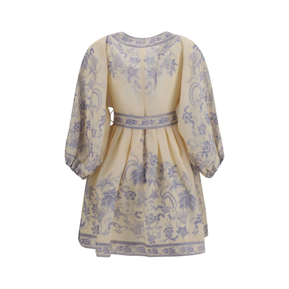 Zimmermann Indra Plunge Mini Dress - Multicolor Linen