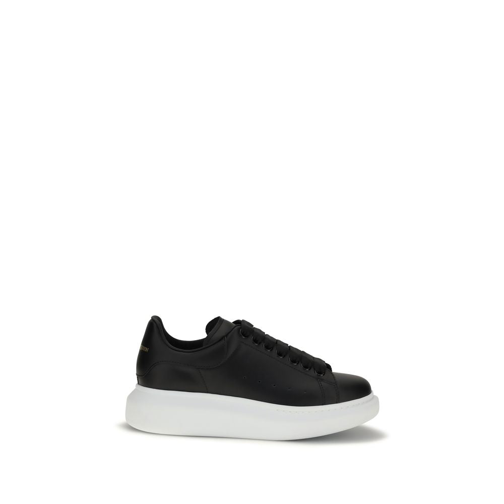 Alexander McQueen Black Calf Leather Oversized Platform Sneakers with White Sole