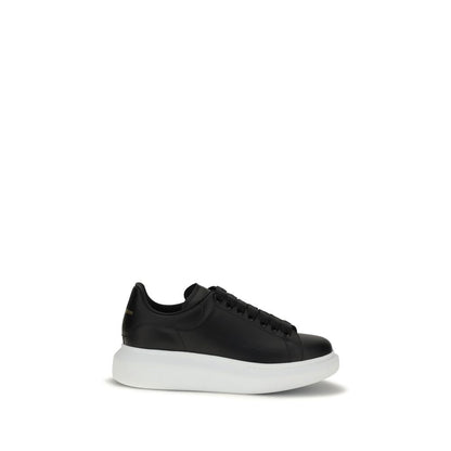 Alexander McQueen Black Calf Leather Oversized Platform Sneakers with White Sole