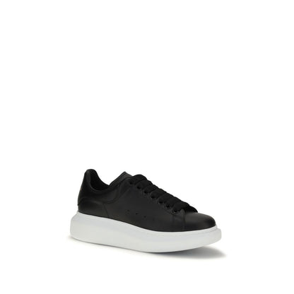 Alexander McQueen Black Calf Leather Oversized Platform Sneakers with White Sole