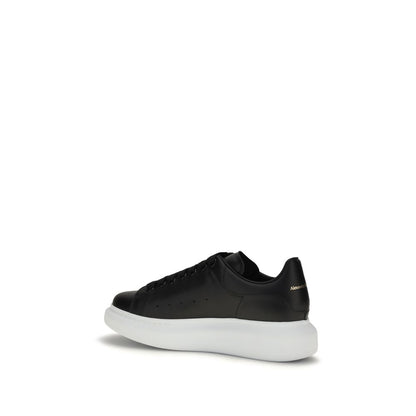 Alexander McQueen Black Calf Leather Oversized Platform Sneakers with White Sole