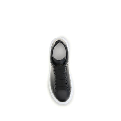 Alexander McQueen Black Calf Leather Oversized Platform Sneakers with White Sole