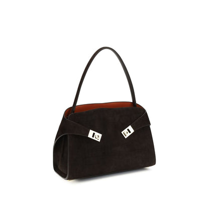 Ferragamo Brown Calf Leather Bos Taurus Hug Soft Shoulder Bag