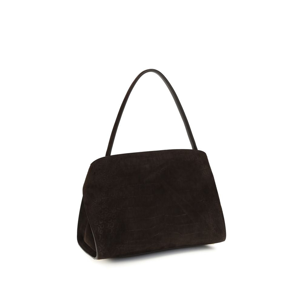Ferragamo Brown Calf Leather Bos Taurus Hug Soft Shoulder Bag