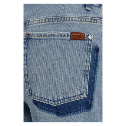 7FOR Blue Cotton Straight-Leg Jeans for Women
