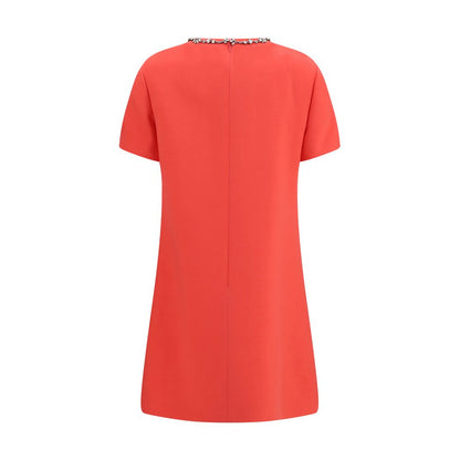 Valentino Coral Embroidered Crepe Couture Mini Dress