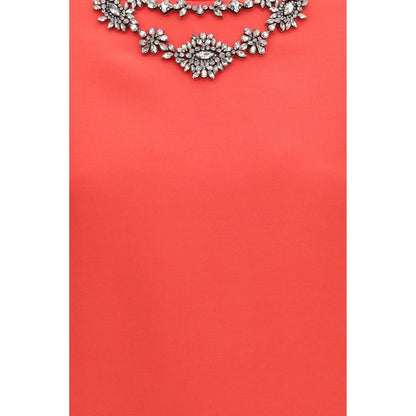 Valentino Coral Embroidered Crepe Couture Mini Dress
