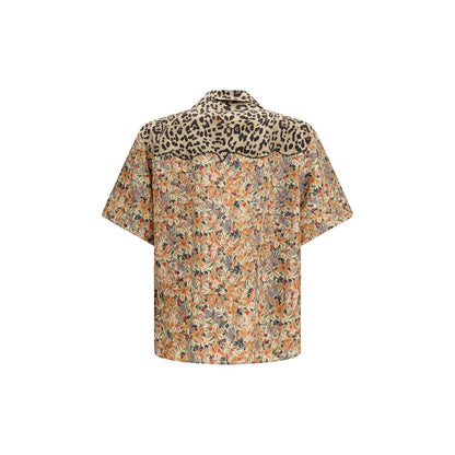 Valentino Floral & Leopard Pattern Silk Bowling Shirt