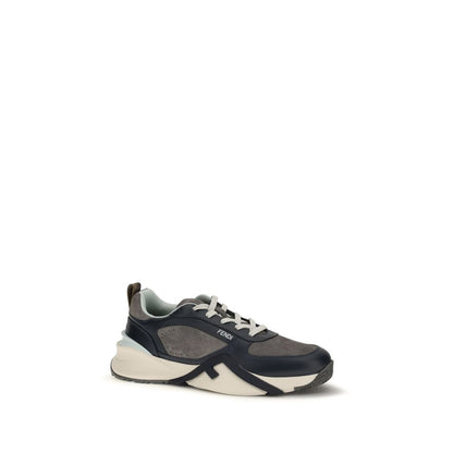 Fendi Multicolor Blue Pannelled Leather Flow Sneakers