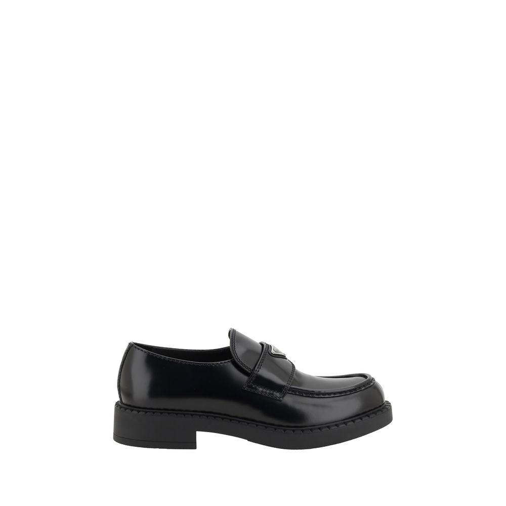 Prada Black Calf Leather Bos Taurus Platform Loafers for Men