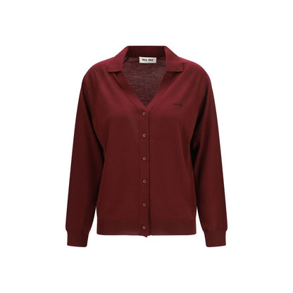 Miu Miu Bordeaux Virgin Wool Cardigan