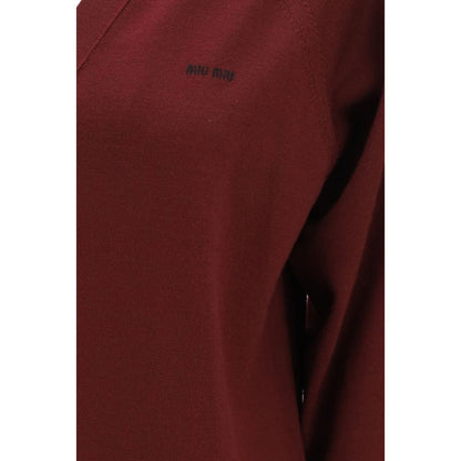 Miu Miu Bordeaux Virgin Wool Cardigan
