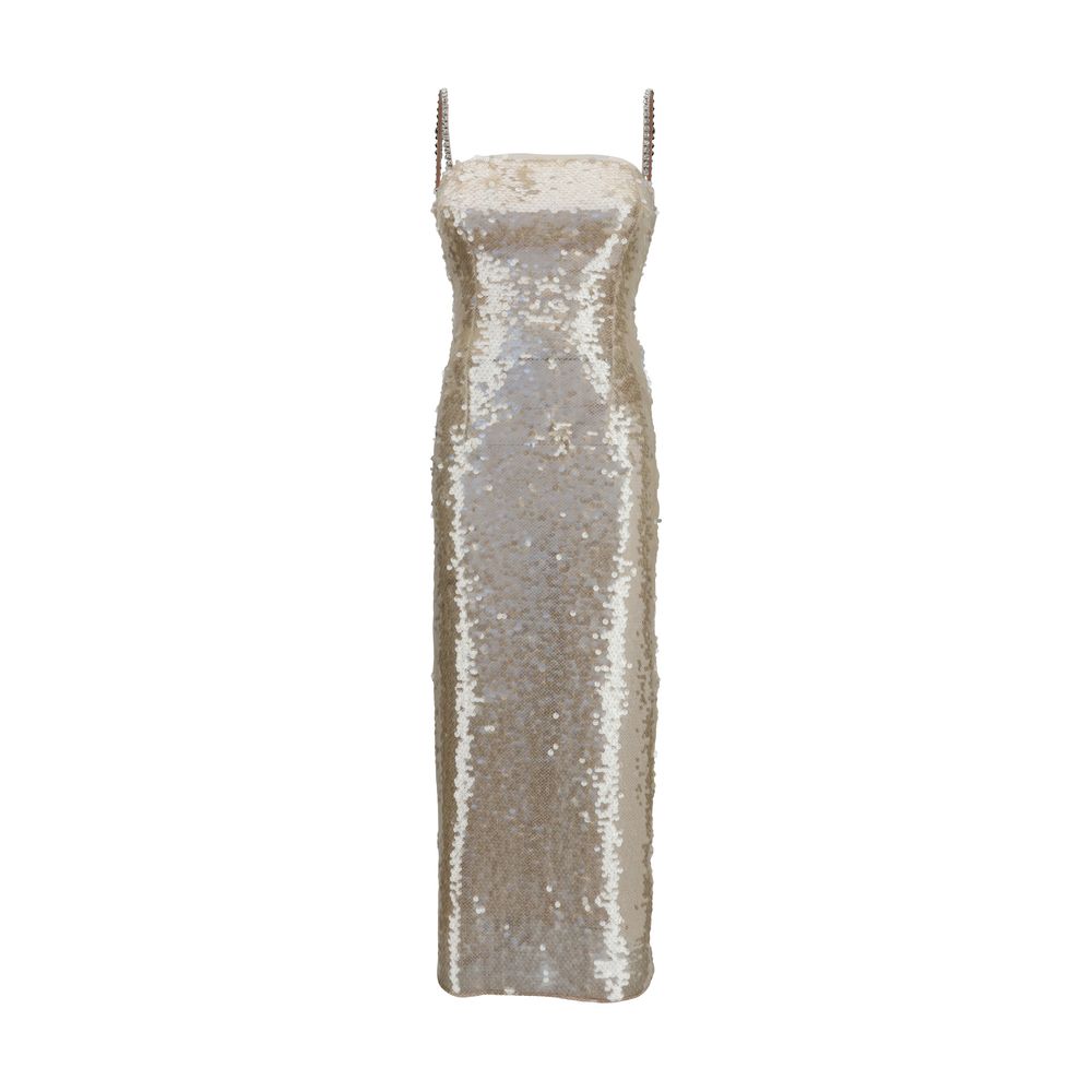 Nissa Gold Nylon Midi Sequin Cocktail Dress IT38 | S