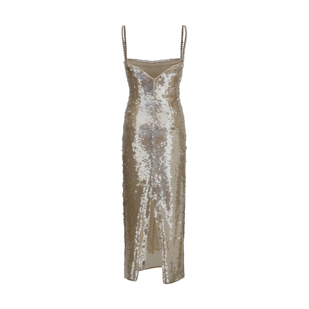 Nissa Gold Nylon Midi Sequin Cocktail Dress IT38 | S