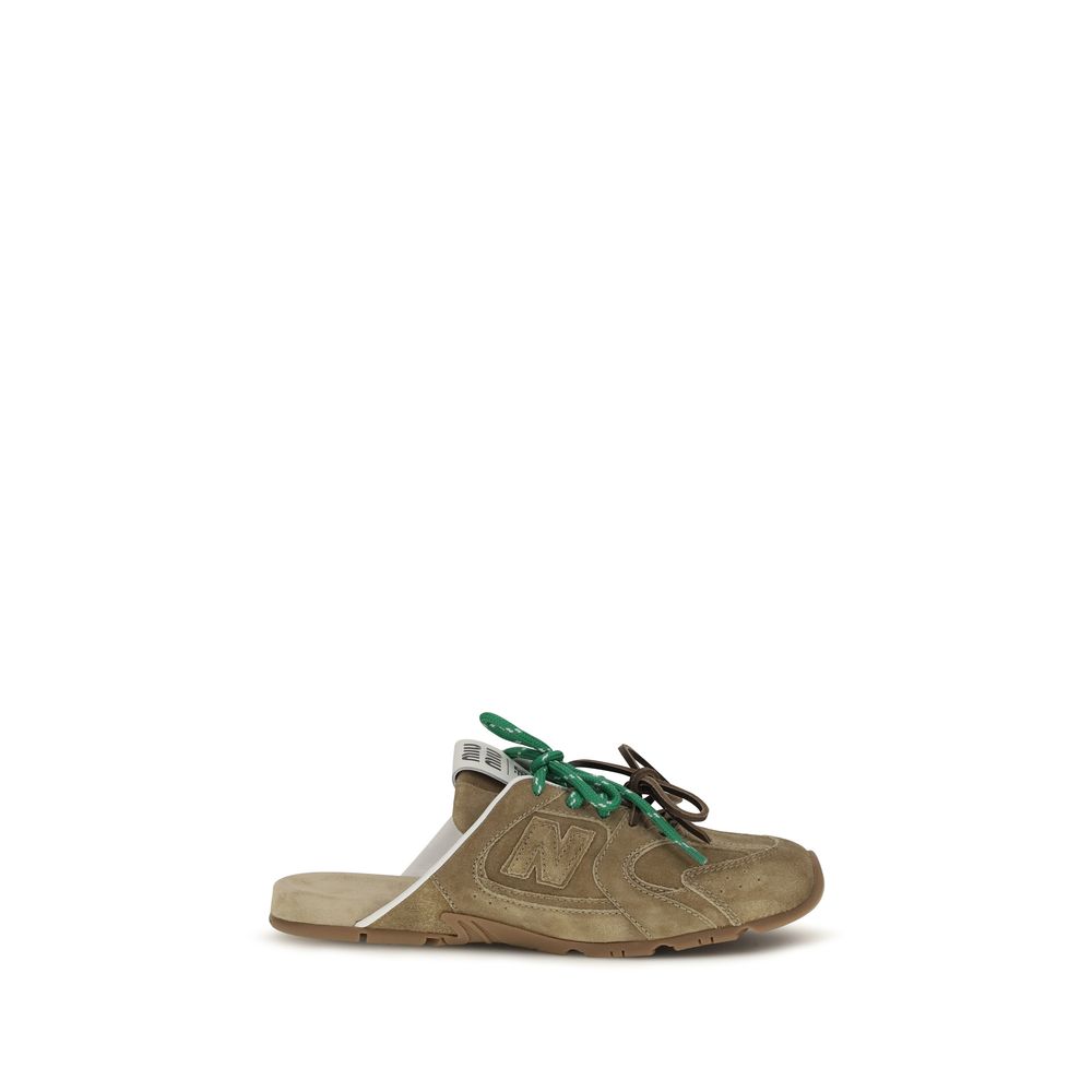 Miu Miu x New Balance Beige Calf Leather 530 SL Faded Suede Sneaker Mules