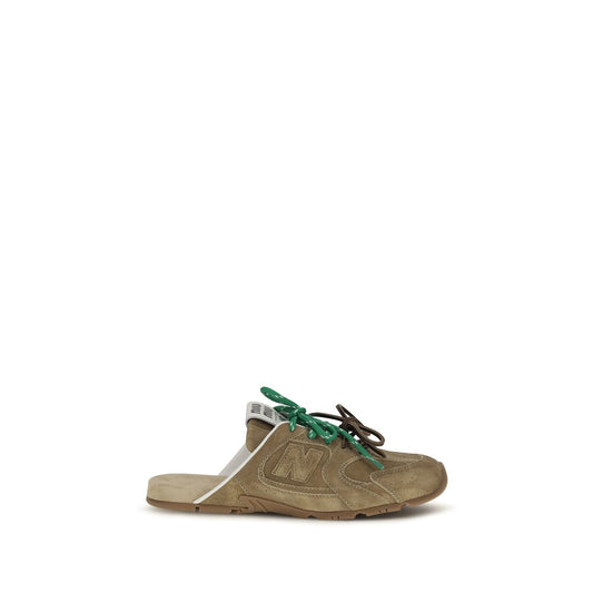 Miu Miu x New Balance Beige Calf Leather 530 SL Faded Suede Sneaker Mules