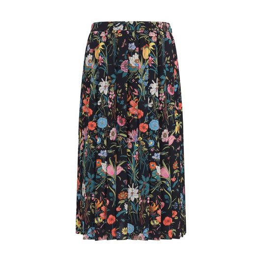 Gucci Multicolor Flora Printed Silk Midi Skirt