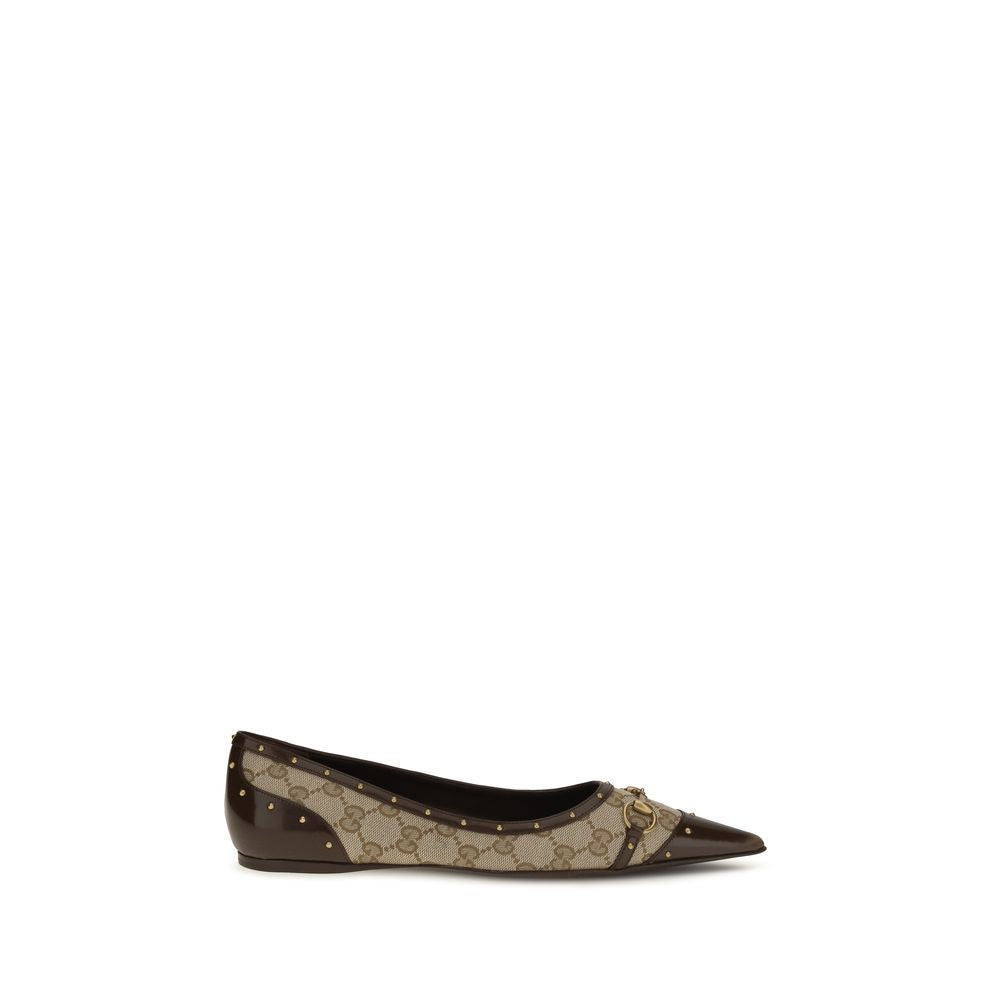 Gucci Savoy Beige GG Canvas Ballerina Flats