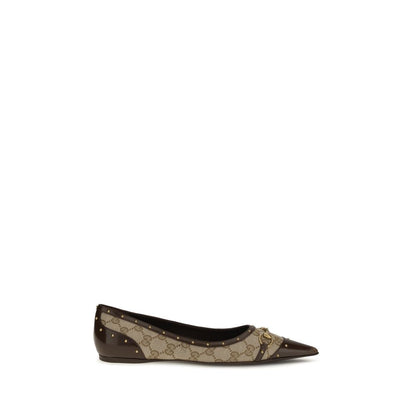 Gucci Savoy Beige GG Canvas Ballerina Flats