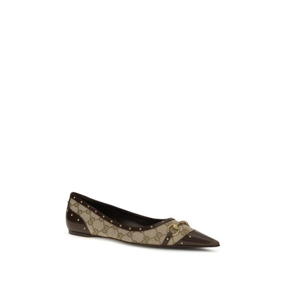 Gucci Savoy Beige GG Canvas Ballerina Flats