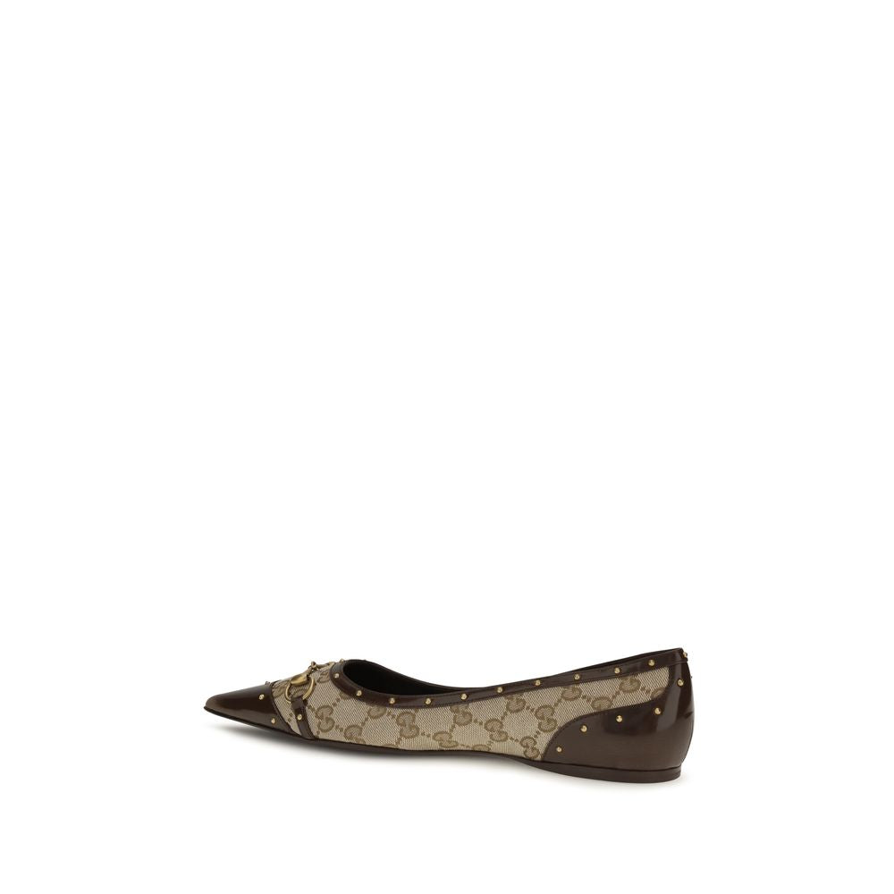 Gucci Savoy Beige GG Canvas Ballerina Flats