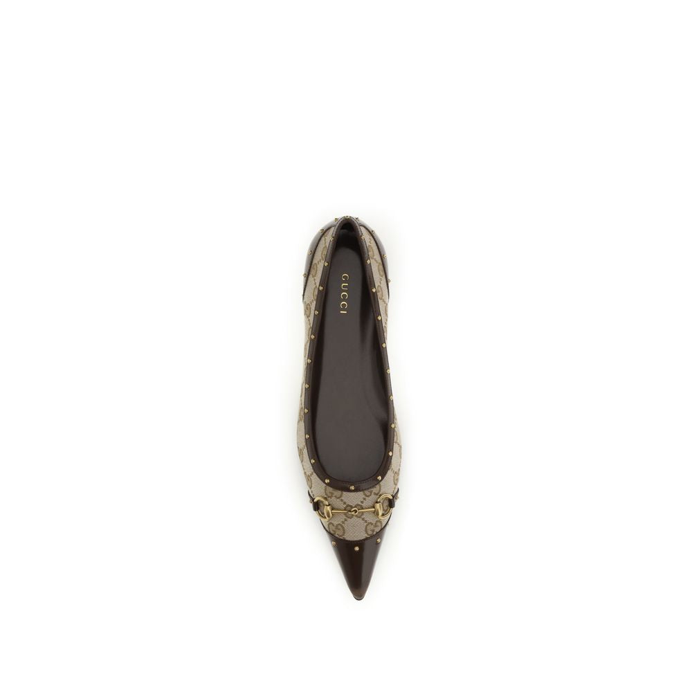 Gucci Savoy Beige GG Canvas Ballerina Flats