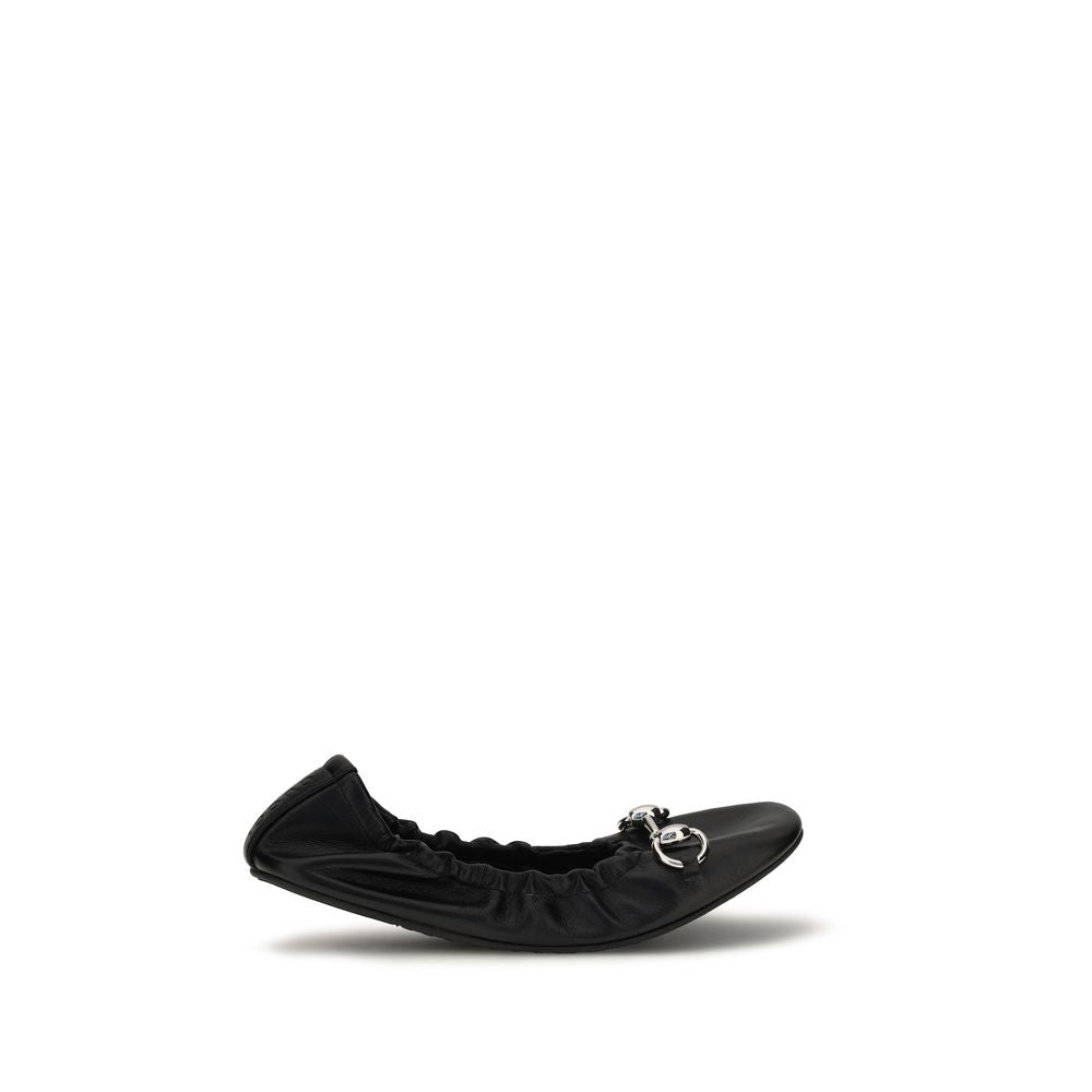 Gucci Black Calf Leather Prima Ballet Flats