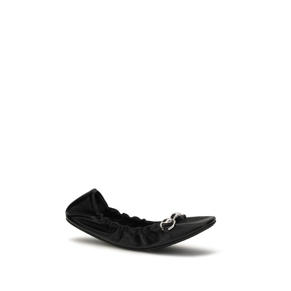 Gucci Black Calf Leather Prima Ballet Flats