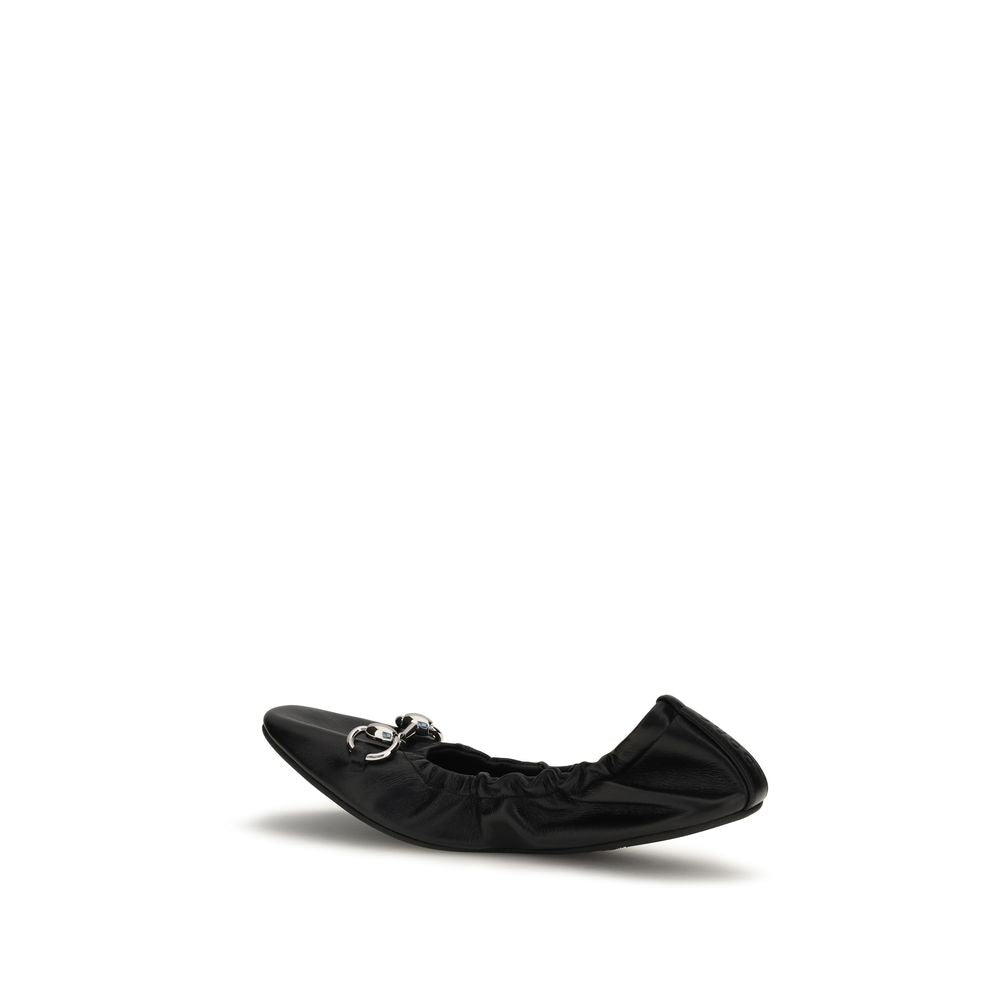 Gucci Black Calf Leather Prima Ballet Flats