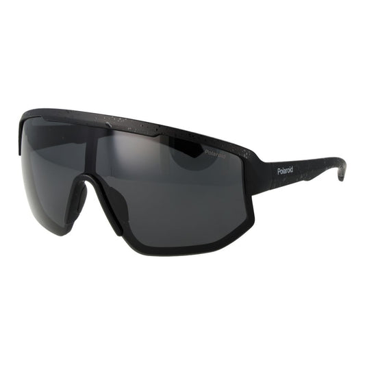 Polaroid Black Polycarbonate Sunglasses – Grey Lenses, Half-Rim Design