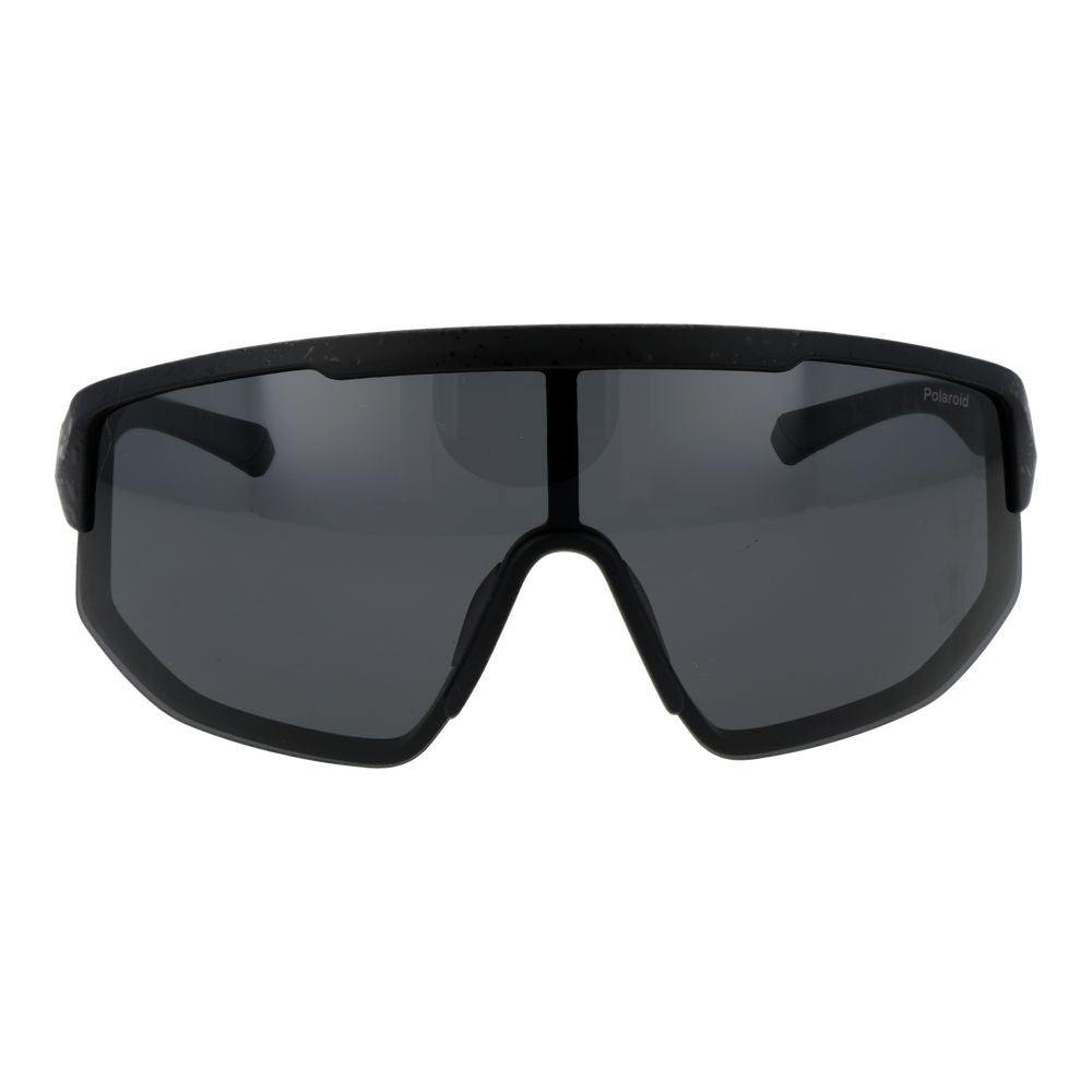 Polaroid Black Polycarbonate Sunglasses – Grey Lenses, Half-Rim Design