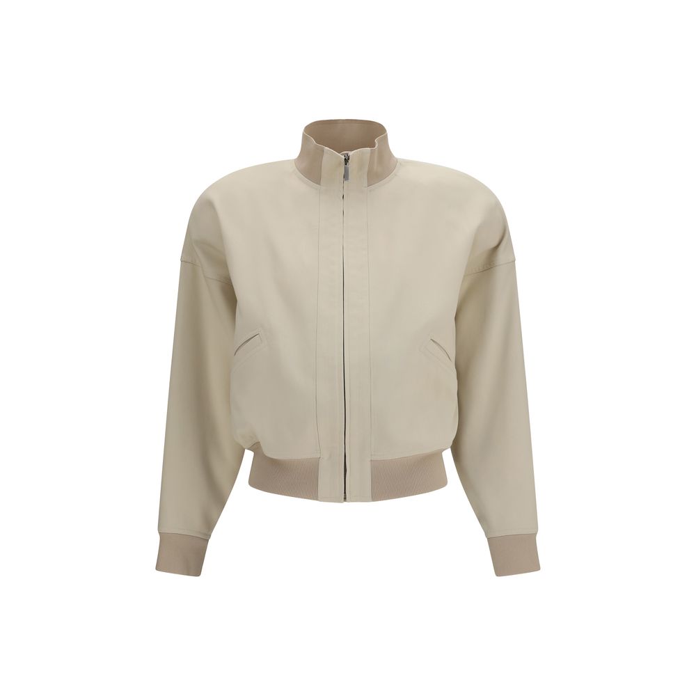 Gucci Beige Cotton Zip Bomber Jacket