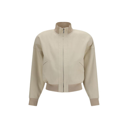 Gucci Beige Cotton Zip Bomber Jacket