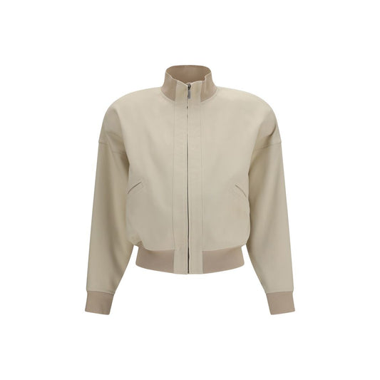 Gucci Beige Cotton Zip Bomber Jacket