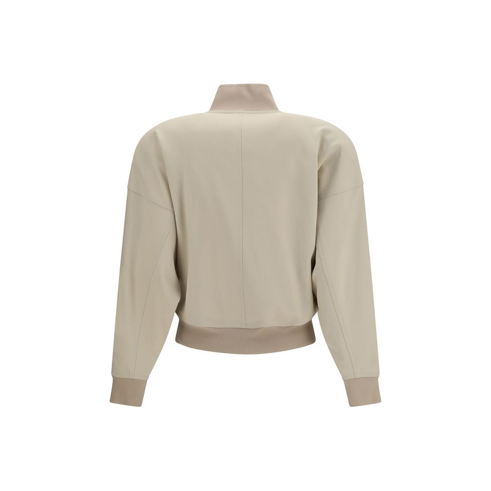 Gucci Beige Cotton Zip Bomber Jacket