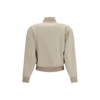 Gucci Beige Cotton Zip Bomber Jacket