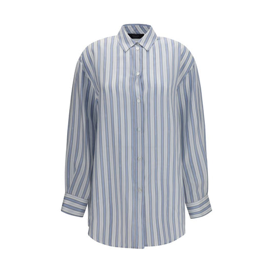 Gucci Blue Silk Shirt Baiadera Silk Jacquard Shirt