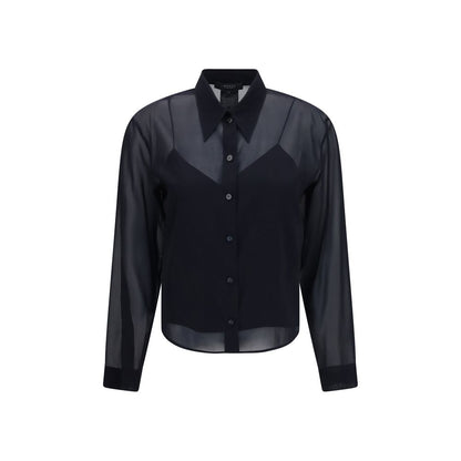 Gucci Black Stretch Silk Chiffon Dress Shirt
